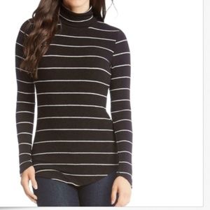 Karen Kane Black Stripe Long Sleeve Turtleneck Top